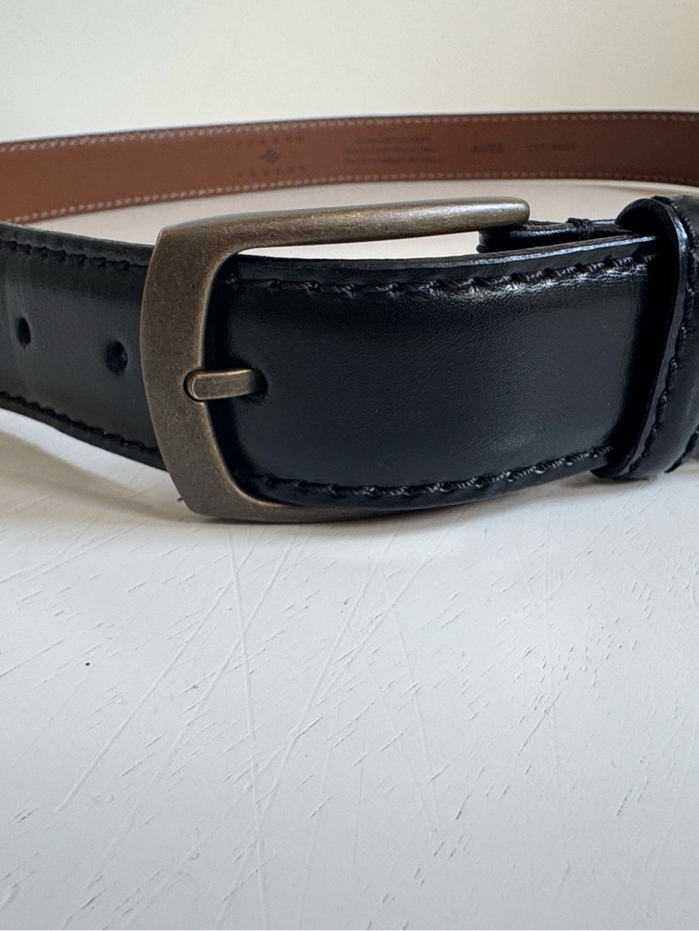 Joseph Abboud Black Italian Leather 40” Belt with Brown Inner Lining